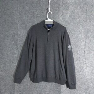 Peter Scott Gray Wool Angora 1/4 Zip Neck Sweater Mens Sz 44 Trump Scotland Club